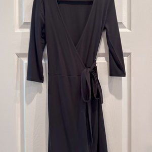 Lulu's 3/4 Length Sleeve Wrap Dress in Black